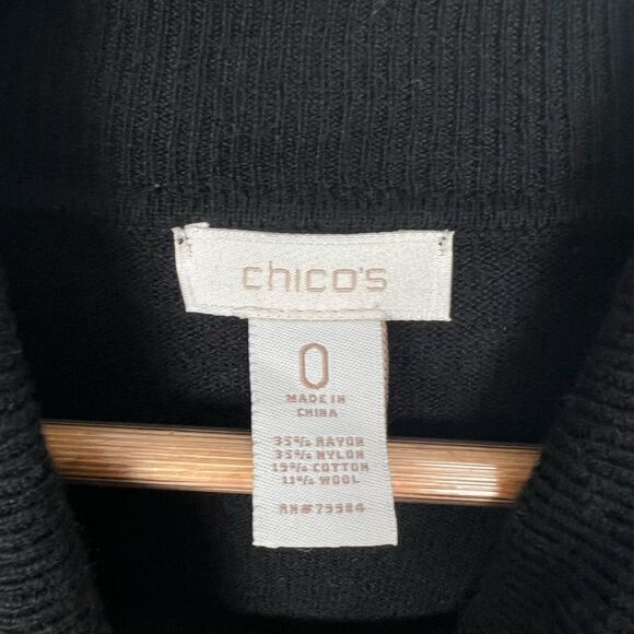 Chicos Black Wool Blend Minimalist Casual Academia Long Sleeve Turtleneck Dress - Picture 11 of 11